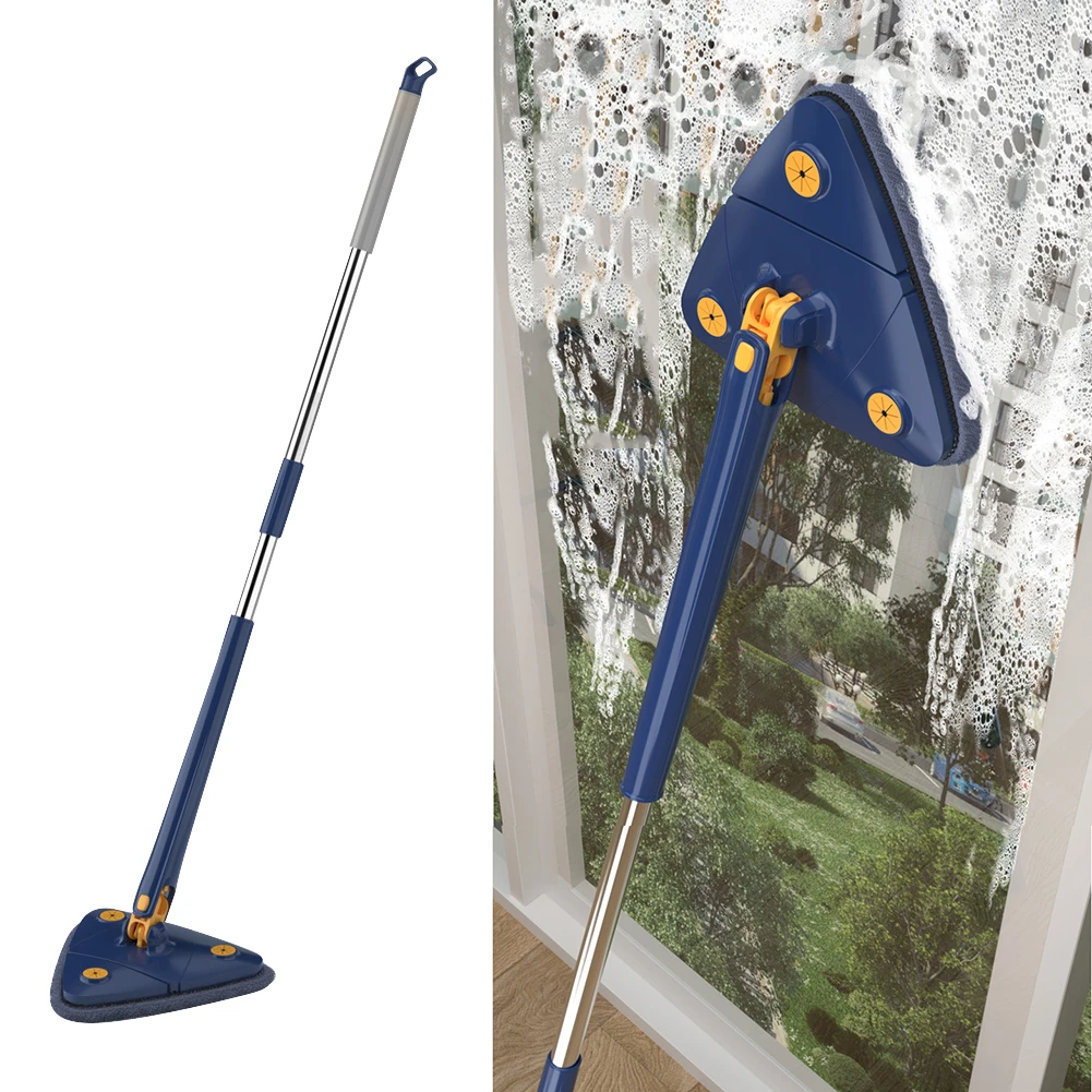NEW Extended Triangle Mop 360 Twist Squeeze Wringing X-Type Window Glass Toilet Bathrrom Floor Household Cleaning Ceiling Dusting - Each